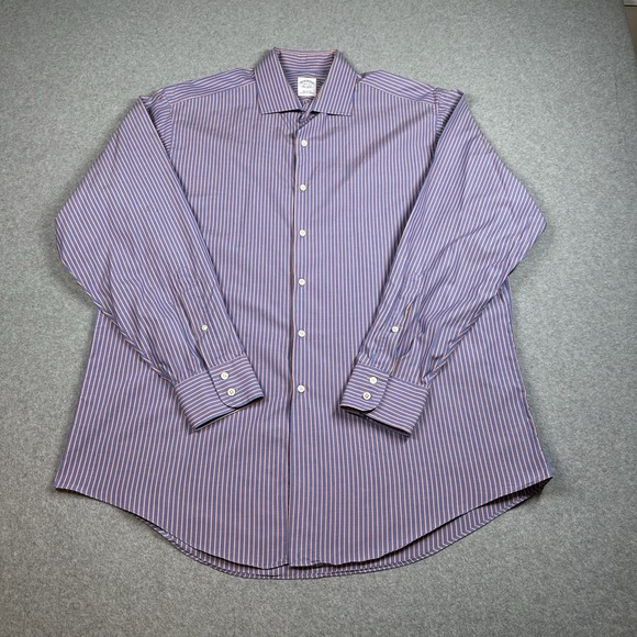 Brooks Brothers Other - Brooks Brothers Blue Orange Stripe Dress Shirt 16.5 35 (L) USA Cotton